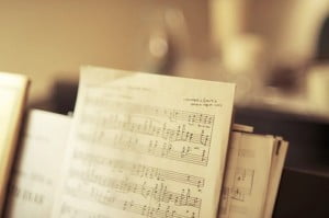 music score on stand