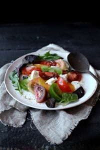 mixed salad in white bowl